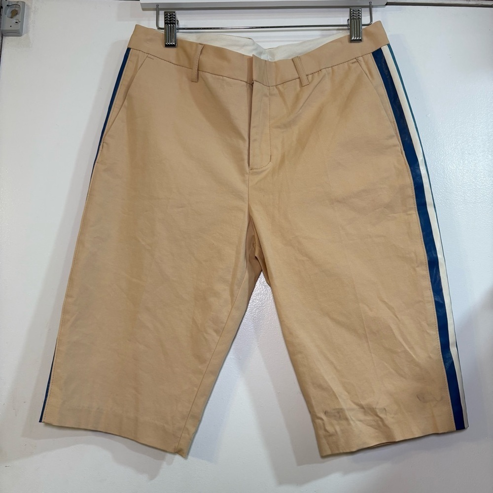 Le Superbe Anthropologie Bermuda Long Shorts with Side Stripe preppy Coastal - Picture 2 of 10
